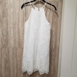 White Lace Spaghetti Strap Dress
